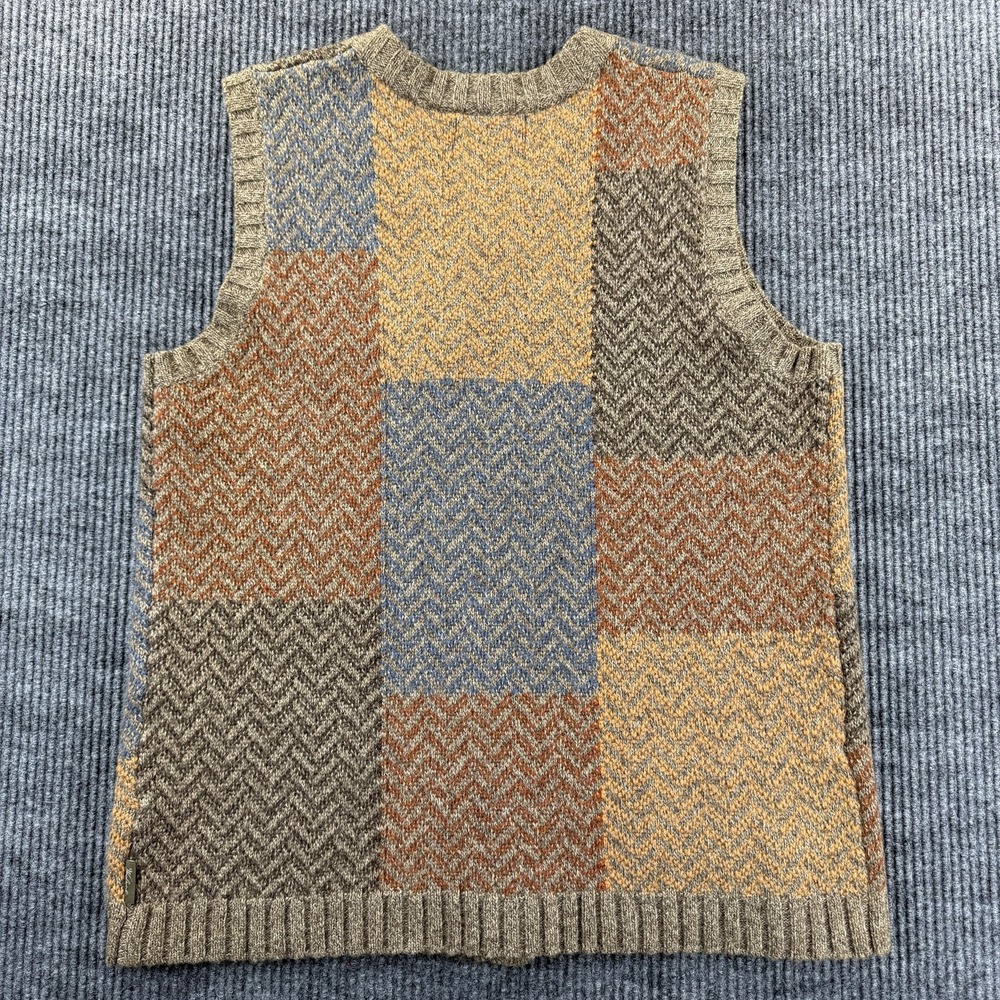 Woolrich‎ Sweater Vest Womens Large Multi Color Lambswool Chevron Knit Patchwork - Picture 9 of 12